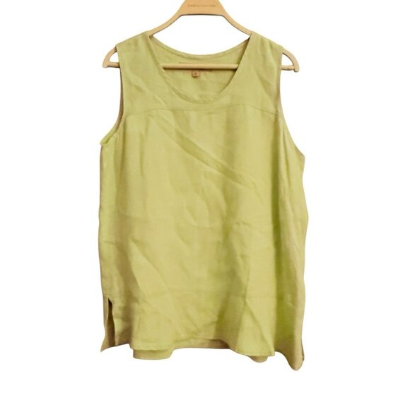Flax Linen Blouse Sleeveless Top Women Size S Comfy Casual Relaxed Boho Hippie - Picture 1 of 12